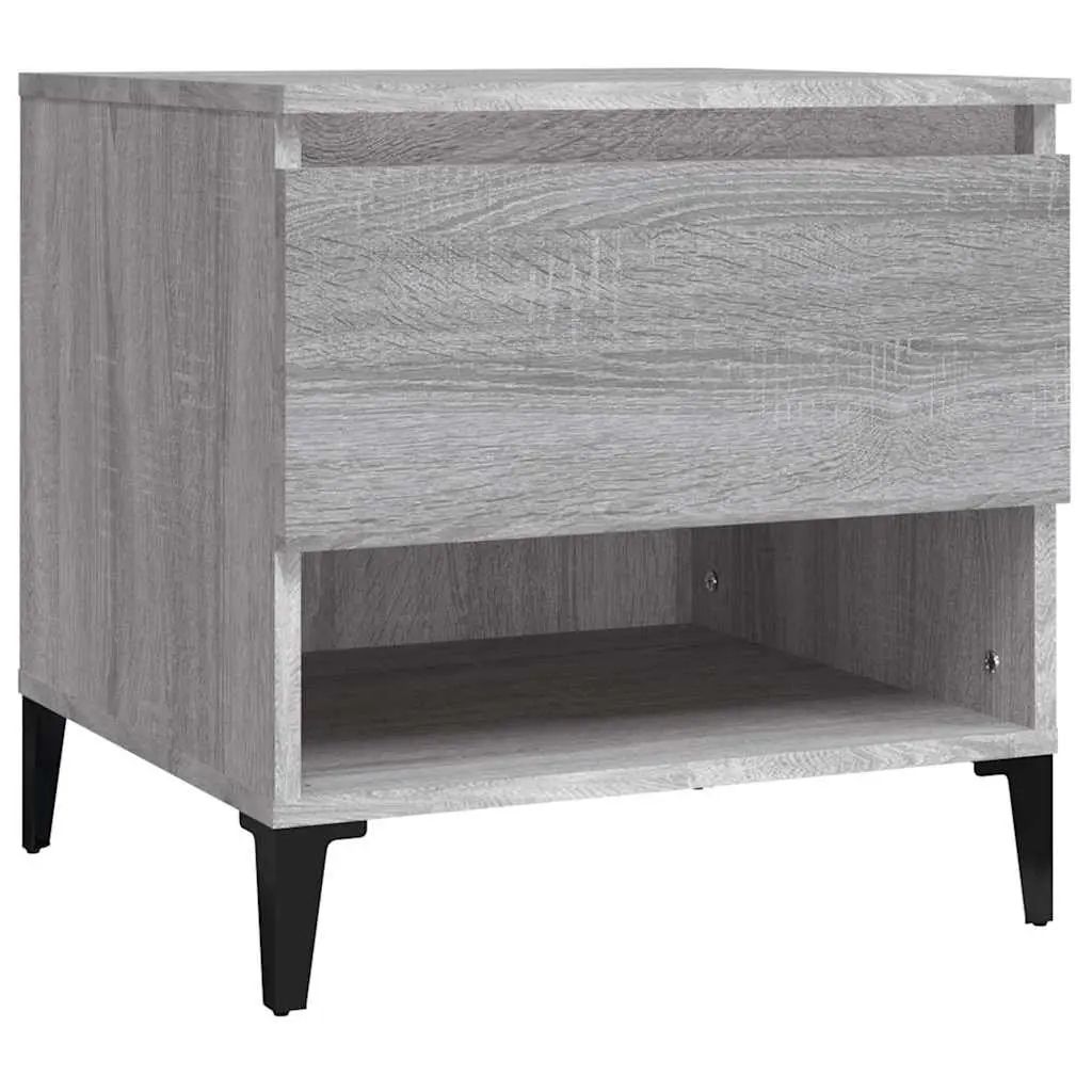 End Table Grey Side Table with Storage Drawer Compartment Industrial Design