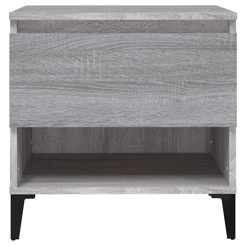 End Table Grey Side Table with Storage Drawer Compartment Industrial Design