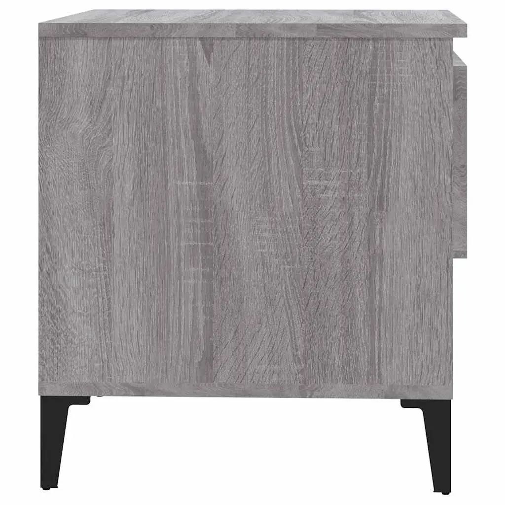 End Table Grey Side Table with Storage Drawer Compartment Industrial Design