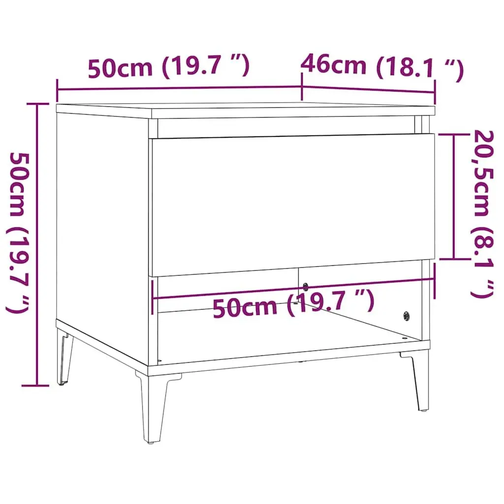 End Table Grey Side Table with Storage Drawer Compartment Industrial Design