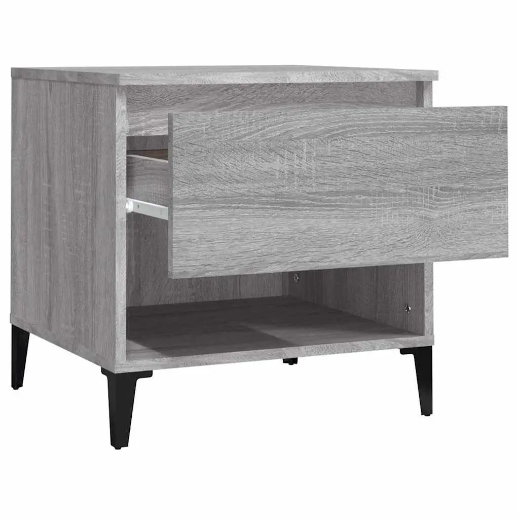 End Tables Grey Sonoma 2 Piece Engineered Wood Industrial Style with Drawer Storage Compartment