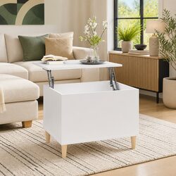 White Lift-Top Coffee Table with Storage 60x44.5x45 cm