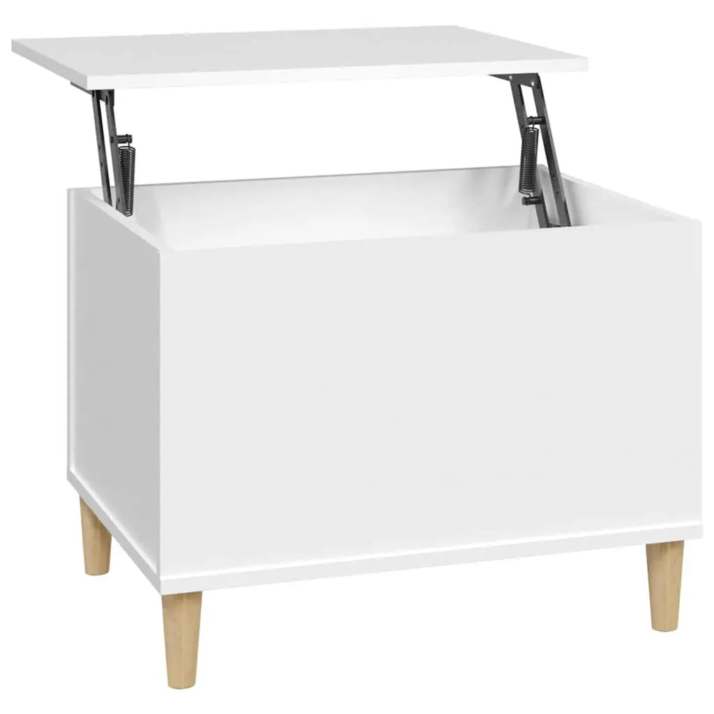 White Lift-Top Coffee Table Engineered Wood 60x44.5x45cm with Hidden Storage