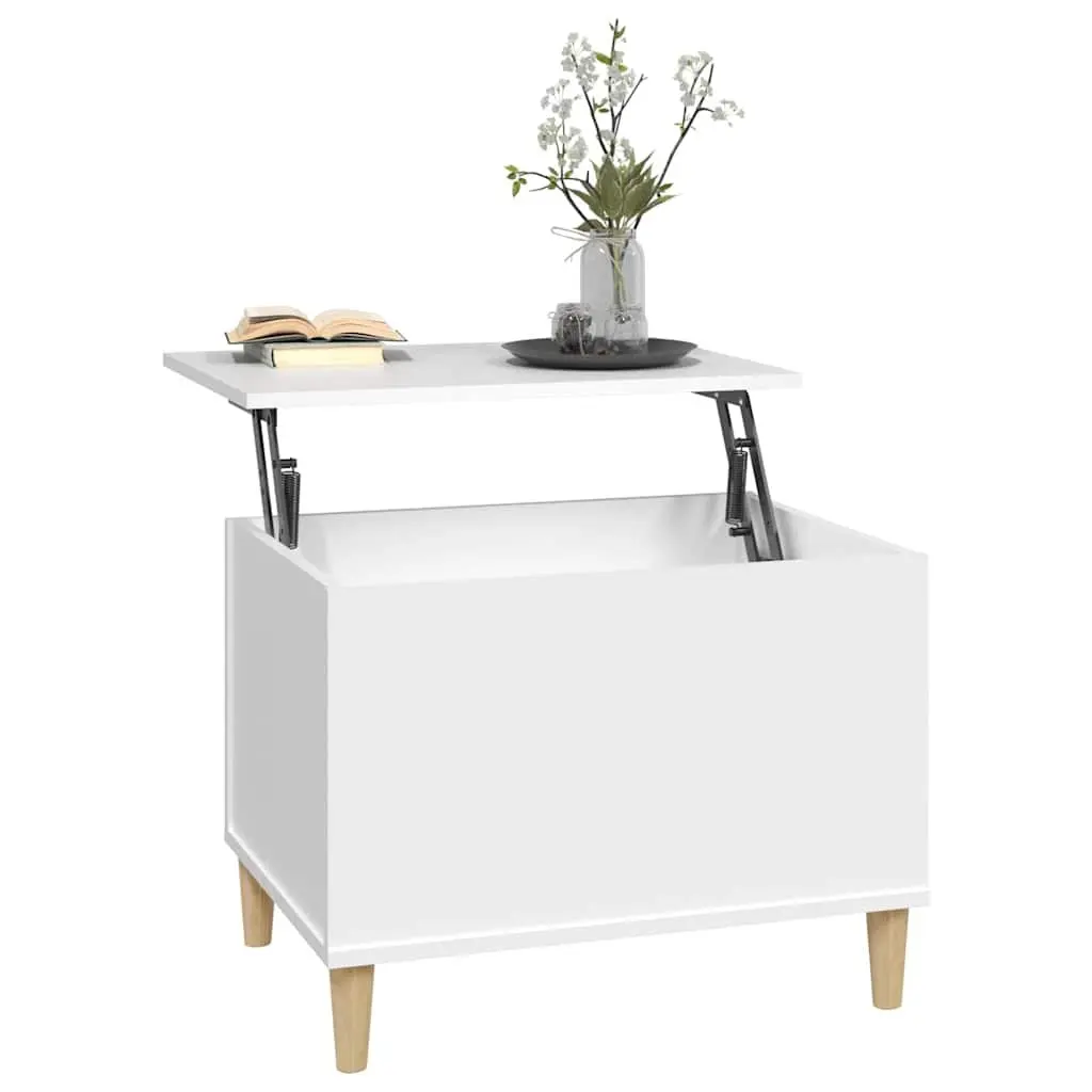 White Lift-Top Coffee Table Engineered Wood 60x44.5x45cm with Hidden Storage
