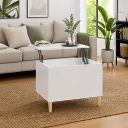 White High Gloss Lift Top Coffee Table with Storage