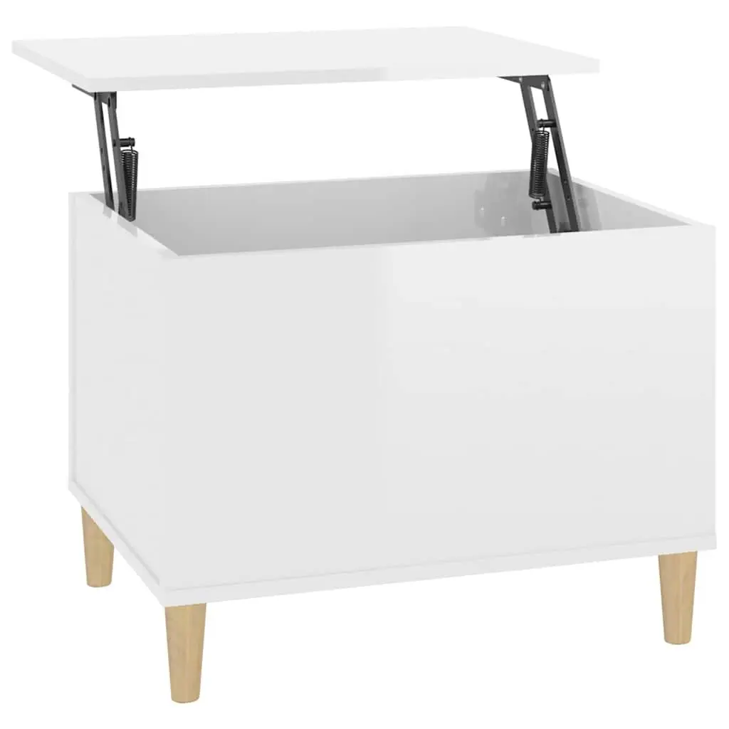 Lift Top Coffee Table White High Gloss Engineered Wood 60x44.5x45cm with Hidden Storage Compartment