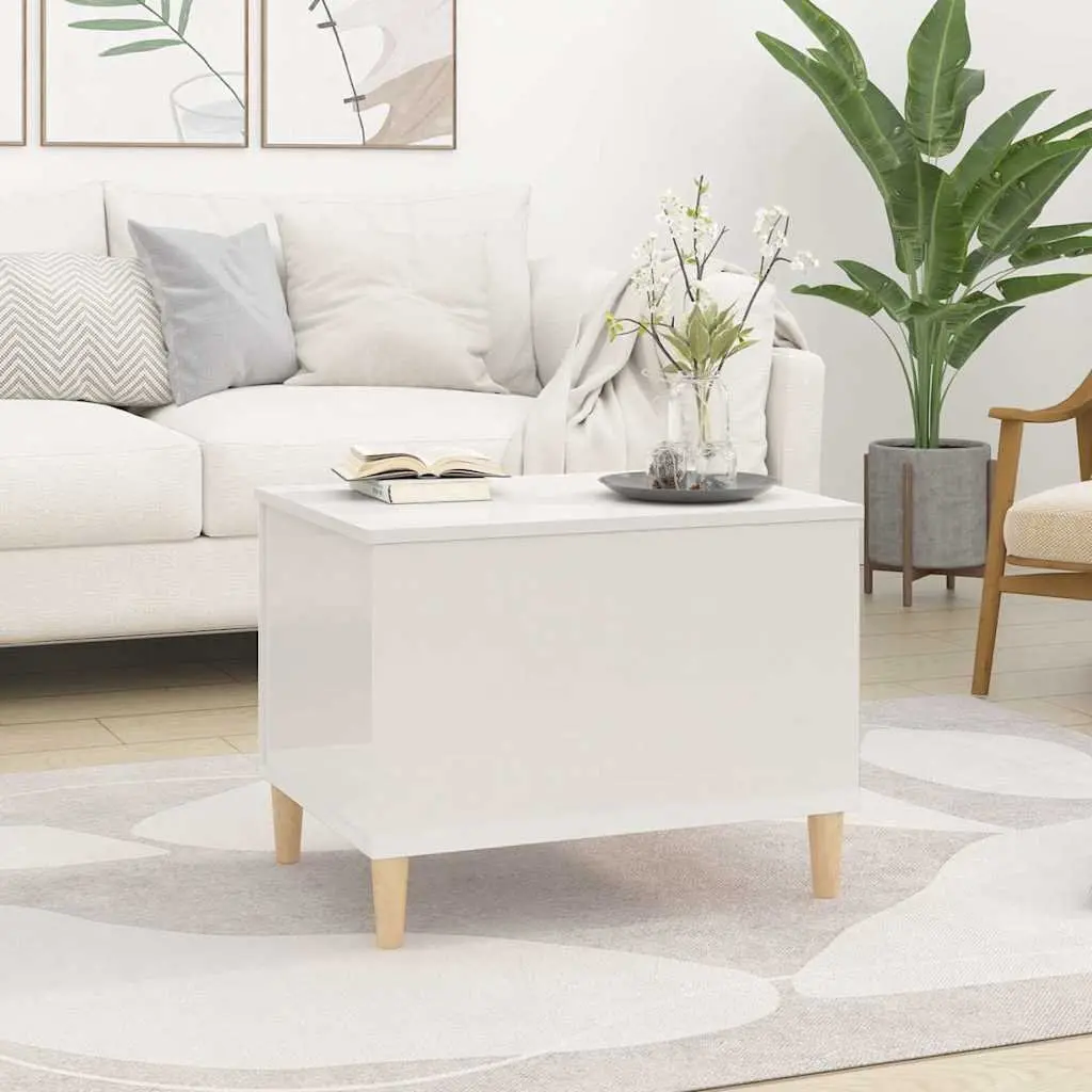 Lift Top Coffee Table White High Gloss Engineered Wood 60x44.5x45cm with Hidden Storage Compartment