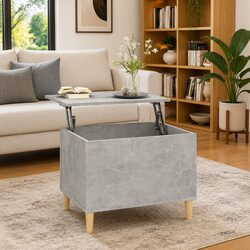 Lift-Top Coffee Table with Storage in Grey Wood