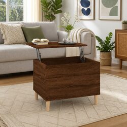 Brown Oak Coffee Table with Lift Top Storage 60x44.5x45cm