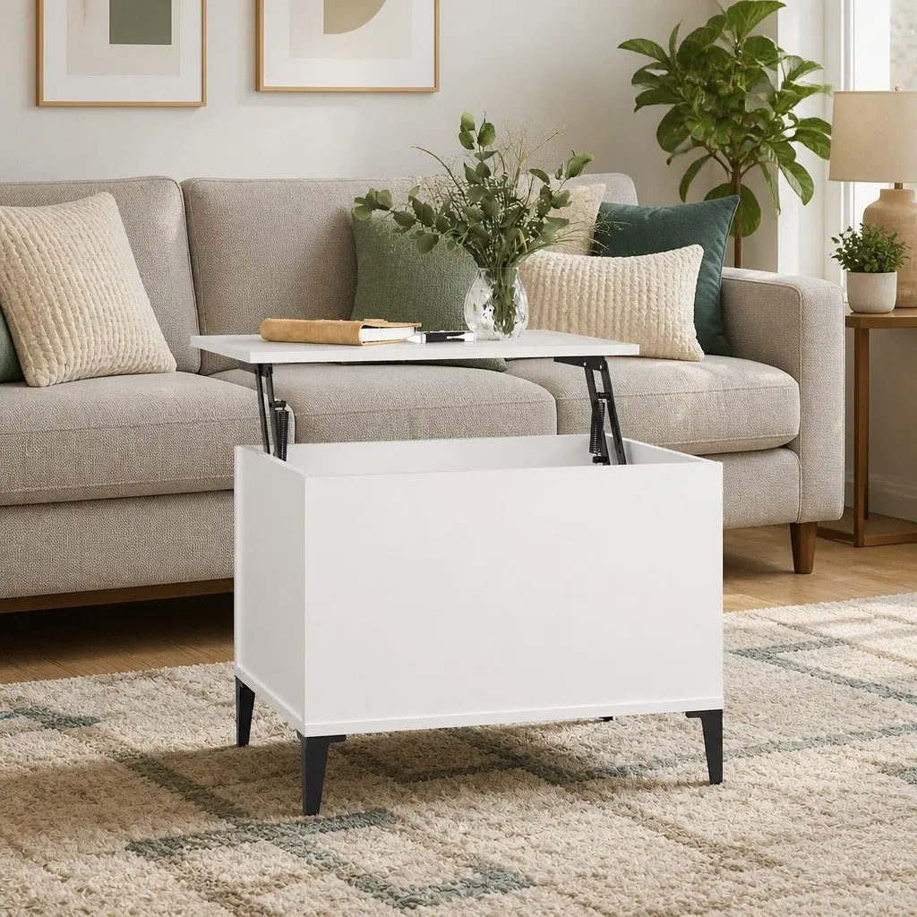 Lift-Top Coffee Table White 60x44.5x45cm Engineered Wood