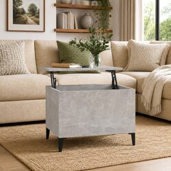 Grey Engineered Wood Lift Top Coffee Table with Storage
