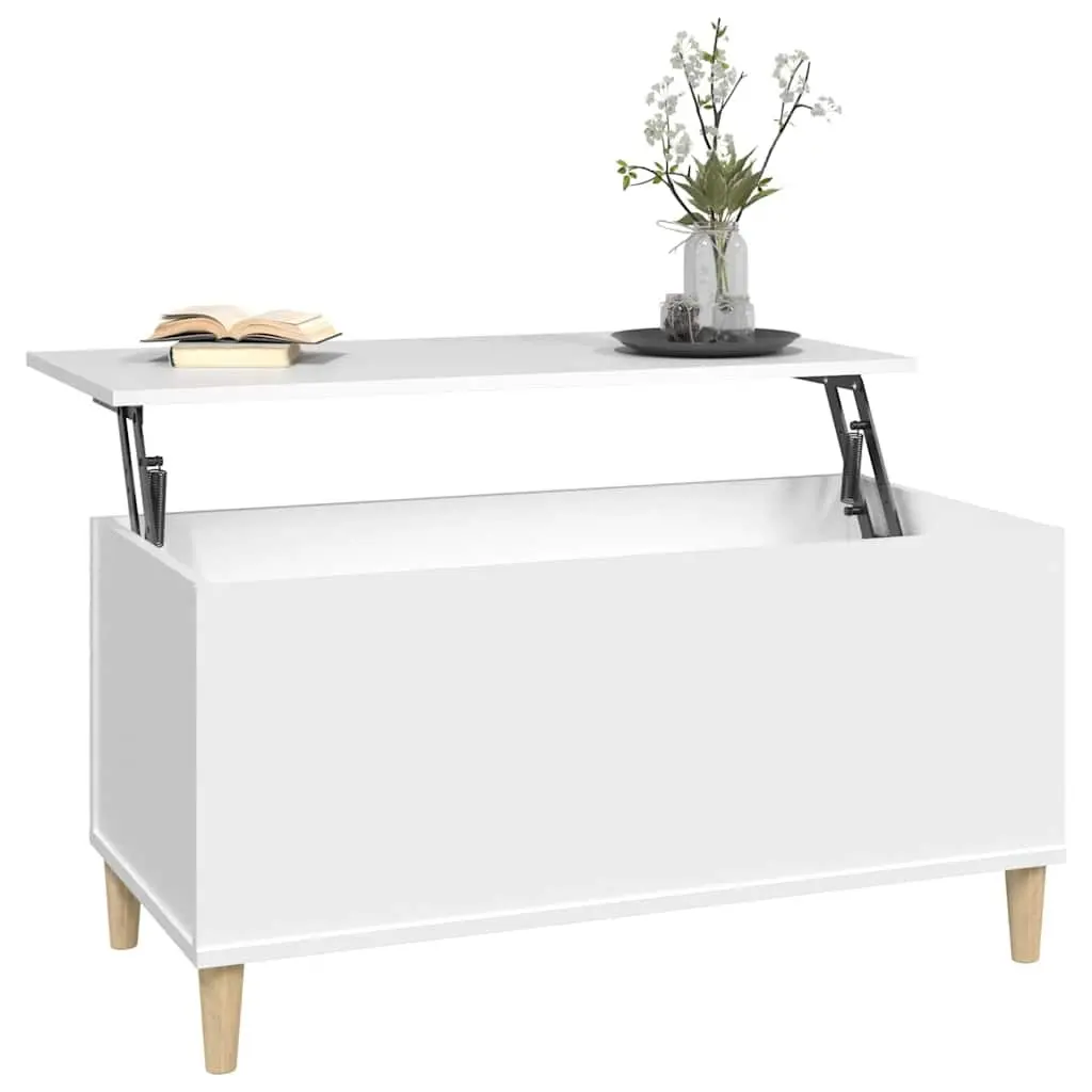 Lift-Top Coffee Table White Engineered Wood 90L x 44.5W x 45H cm