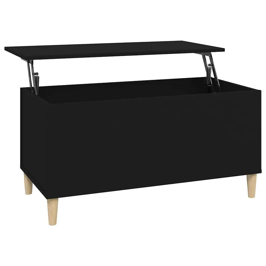 Lift Top Black Coffee Table Engineered Wood Storage Compartment 90L x 44.5W x 45H cm