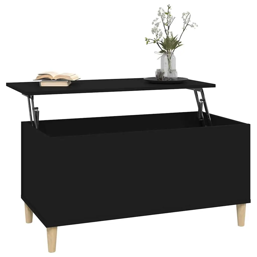Lift Top Black Coffee Table Engineered Wood Storage Compartment 90L x 44.5W x 45H cm