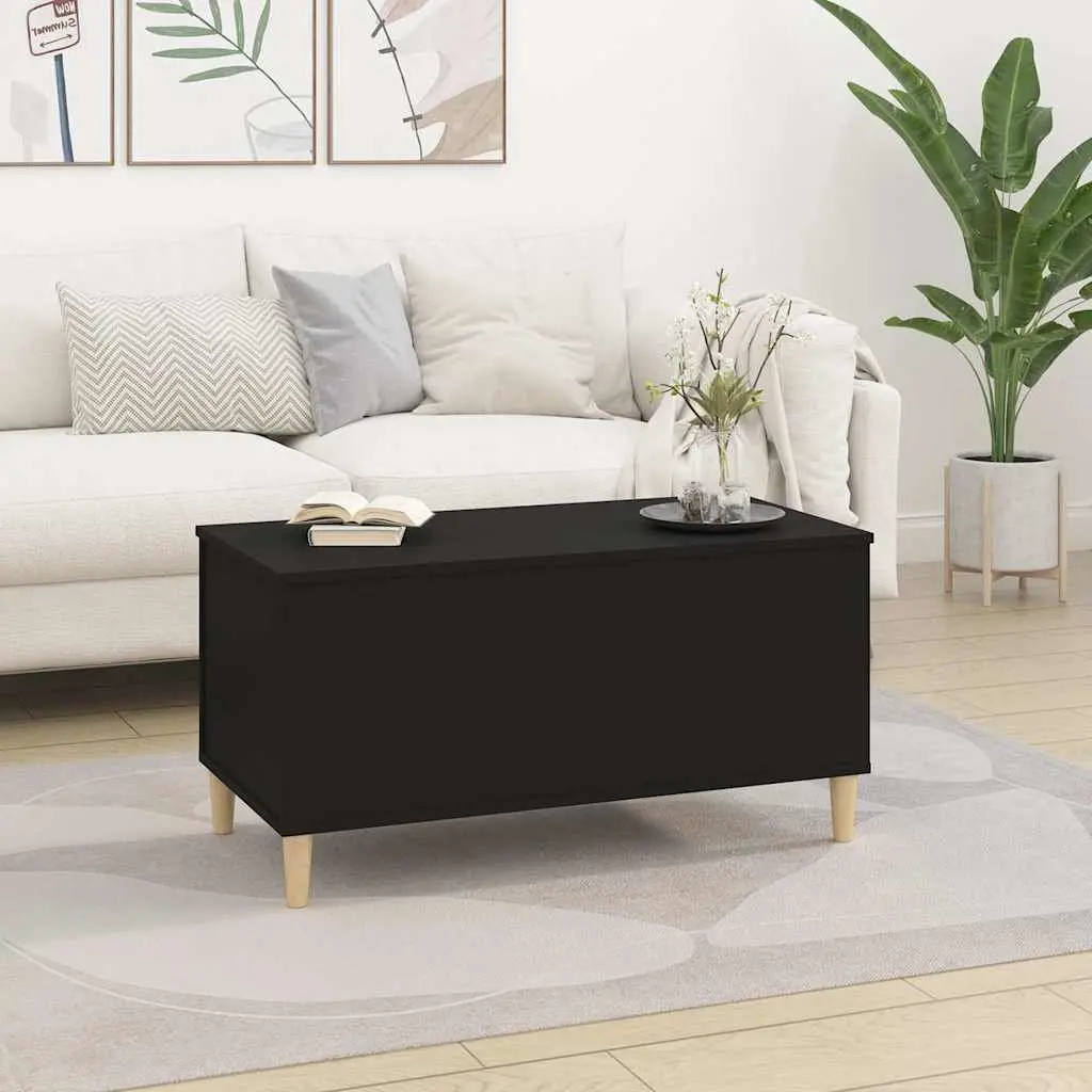 Lift Top Black Coffee Table Engineered Wood Storage Compartment 90L x 44.5W x 45H cm