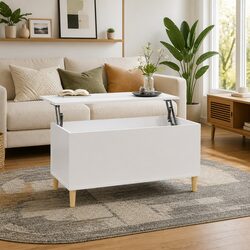 Lift Top Coffee Table in White High Gloss with Storage
