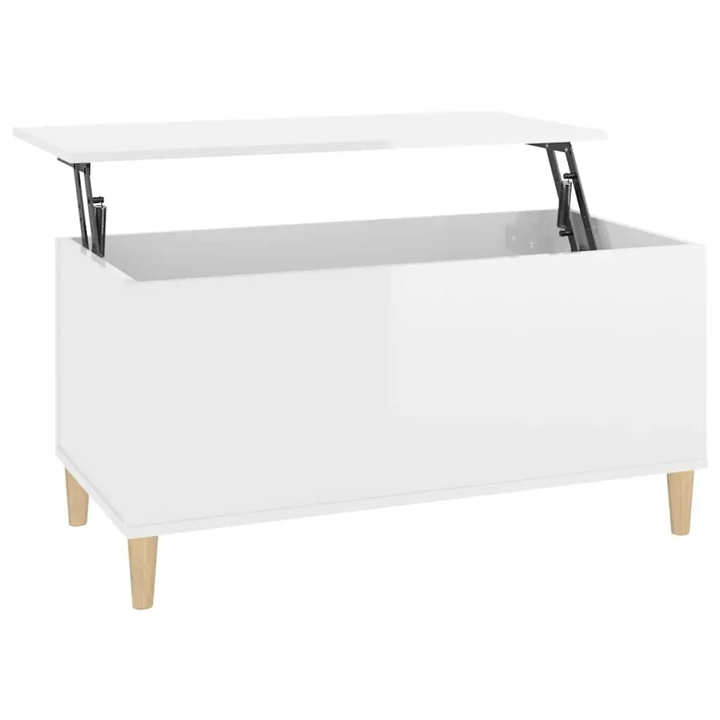 Lift Top Coffee Table in White High Gloss with Storage