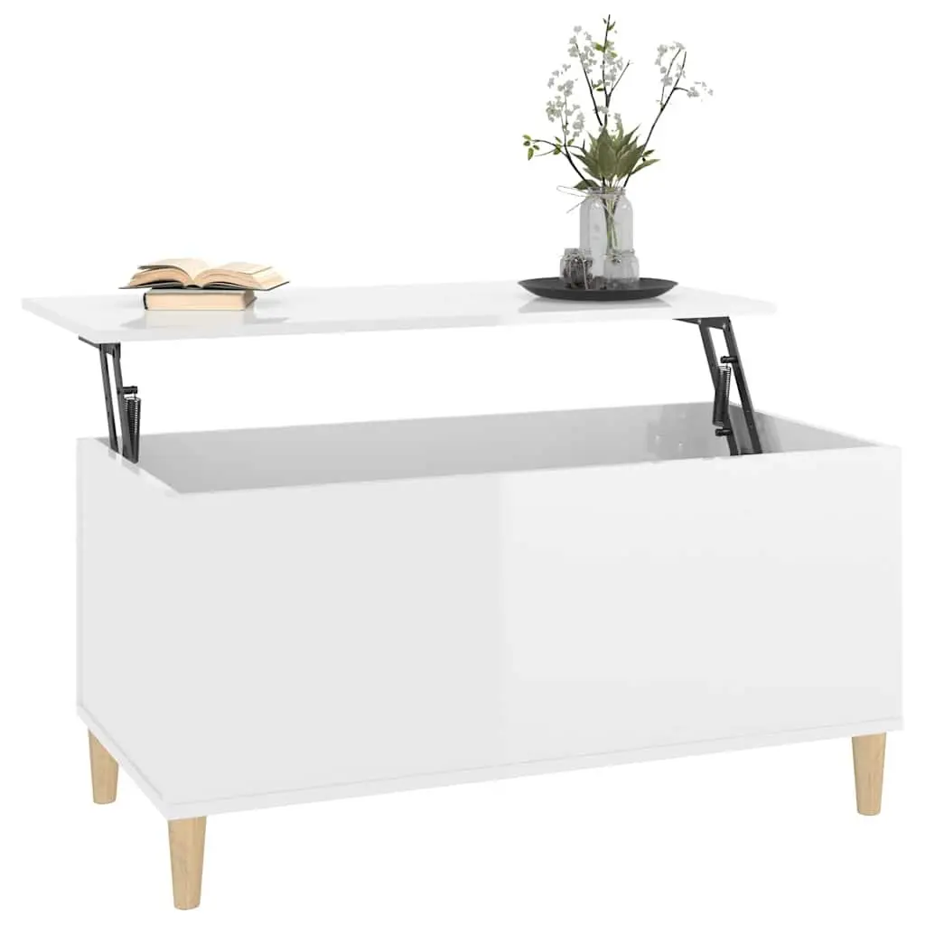 Lift Top Coffee Table in White High Gloss with Storage