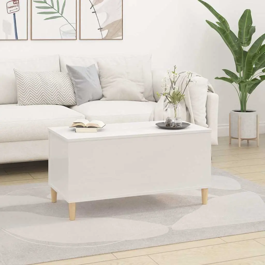 Lift Top Coffee Table in White High Gloss with Storage