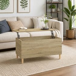 Warm Brown Lift-Top Coffee Table with Hidden Storage
