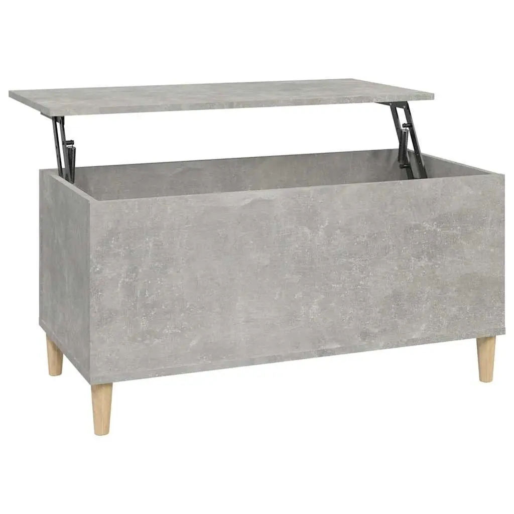Lift Coffee Table Grey Engineered Wood Adjustable Height with Hidden Storage Compartment 90x44.5x45cm