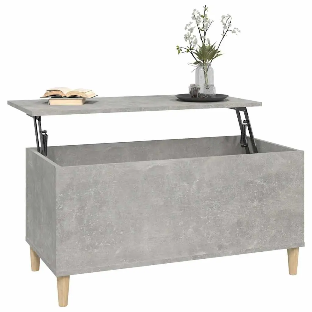 Lift Coffee Table Grey Engineered Wood Adjustable Height with Hidden Storage Compartment 90x44.5x45cm