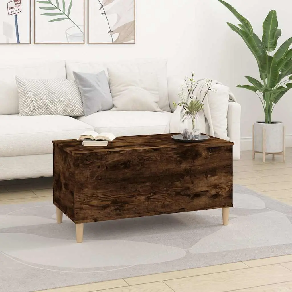 Lift Top Coffee Table Smoked Oak Brown Engineered Wood Hidden Storage Organizer