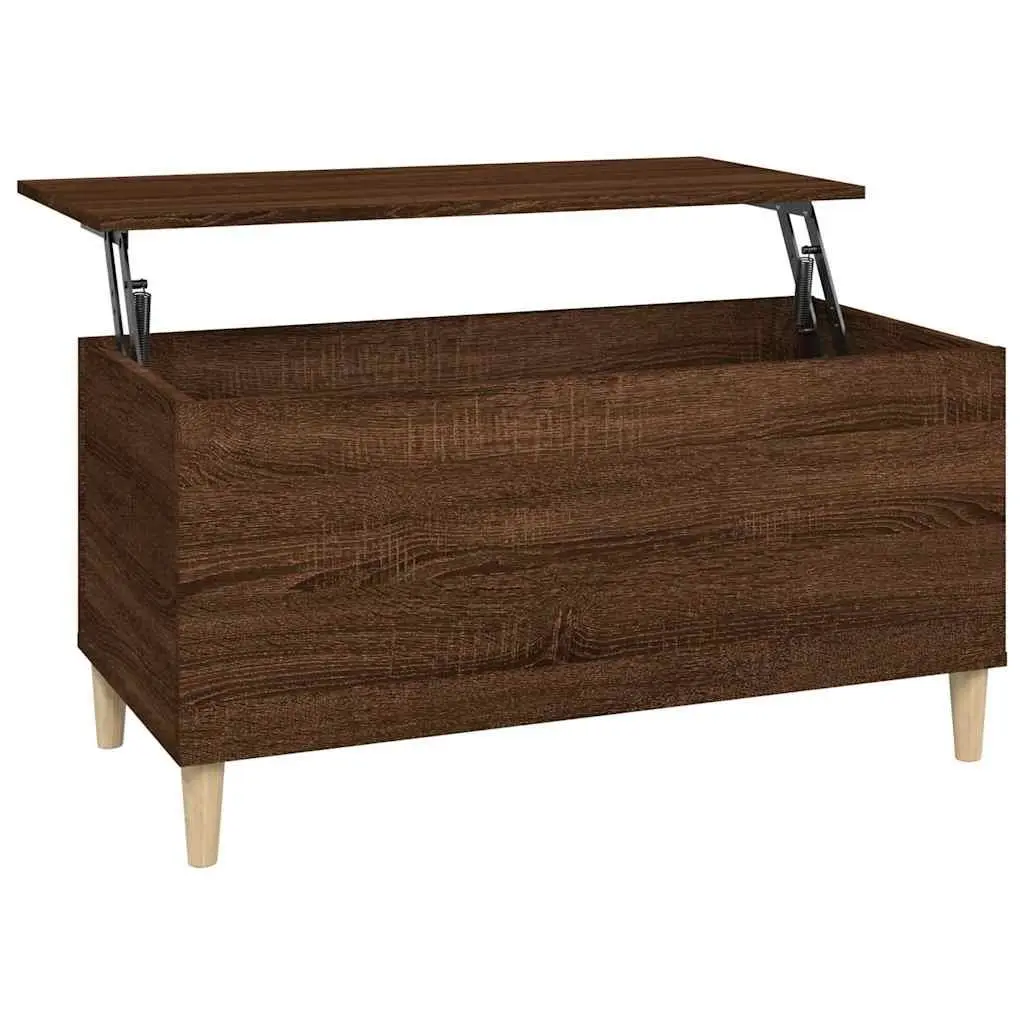 Lift-Top Coffee Table Brown Oak Engineered Wood Storage 90x44.5x45cm