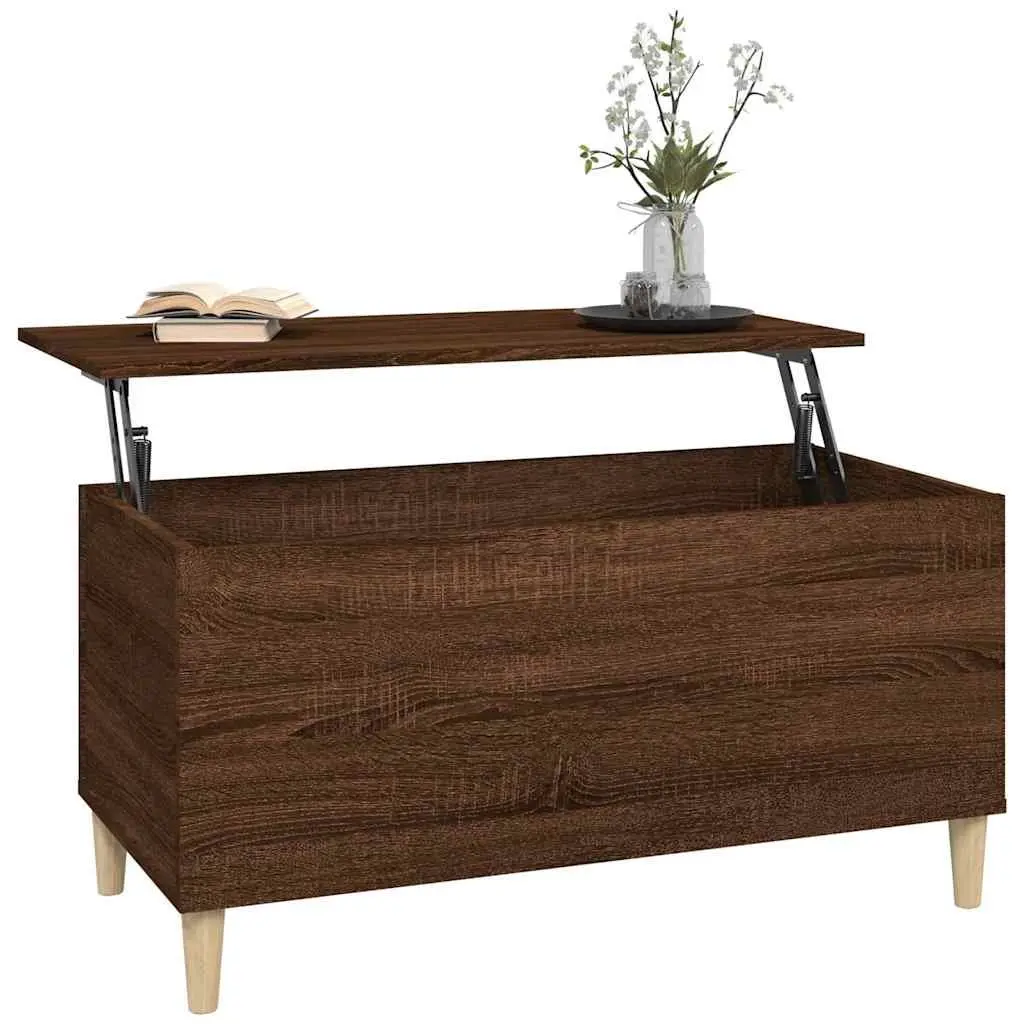 Lift-Top Coffee Table Brown Oak Engineered Wood Storage 90x44.5x45cm