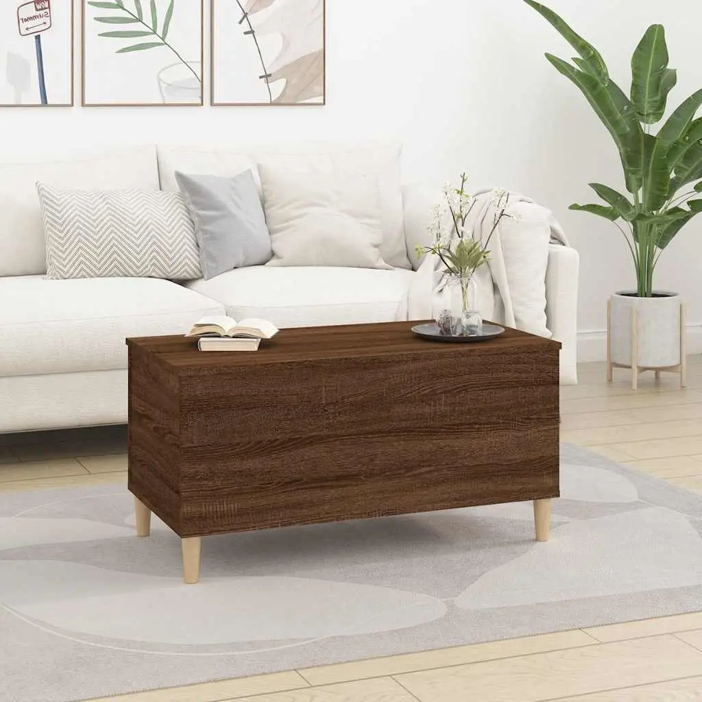 Lift-Top Coffee Table Brown Oak Engineered Wood Storage 90x44.5x45cm