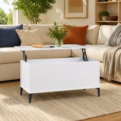 Lift-Top Coffee Table in White with Storage