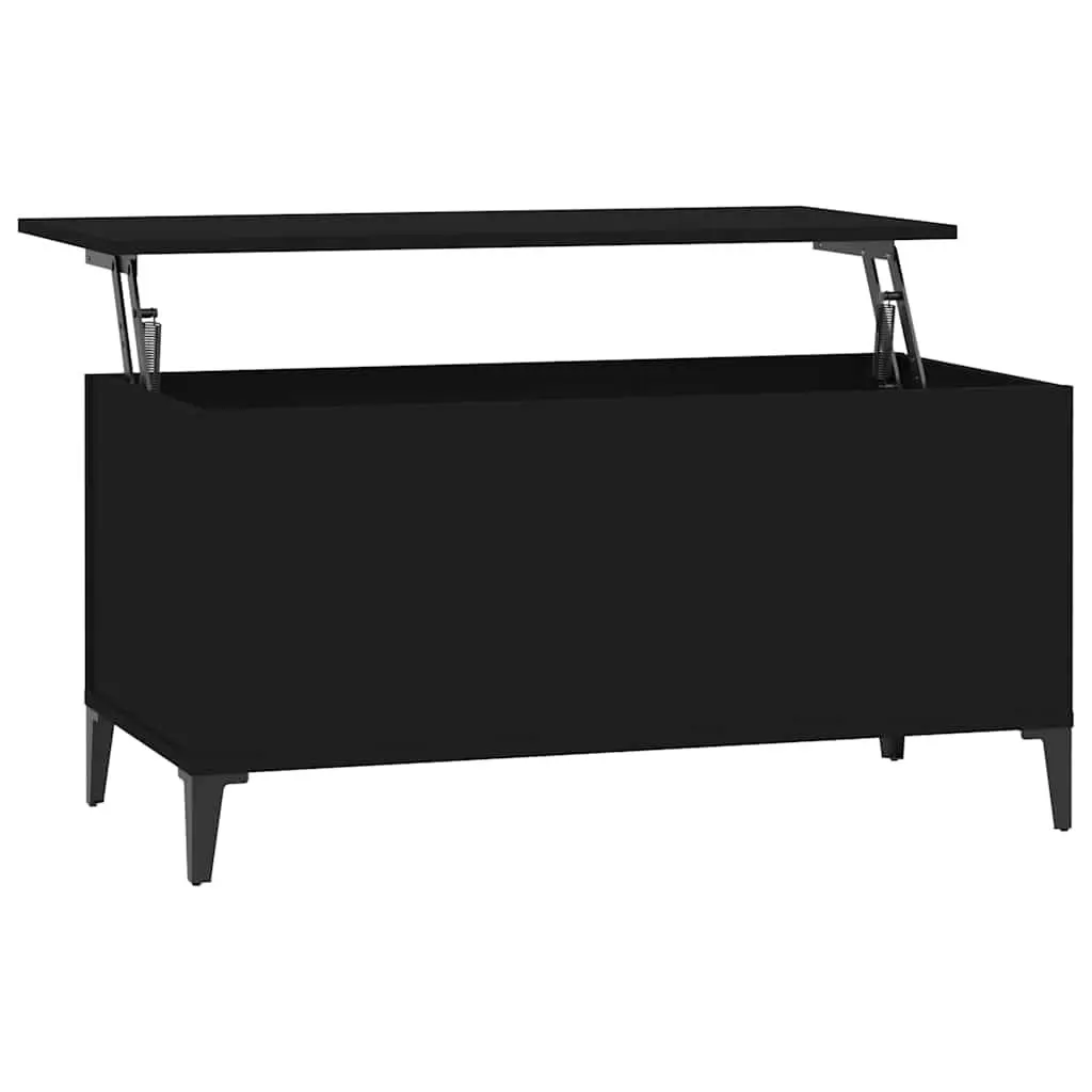 Lift-Top Coffee Table Black Engineered Wood Hidden Storage Living Room 90x44.5x45cm