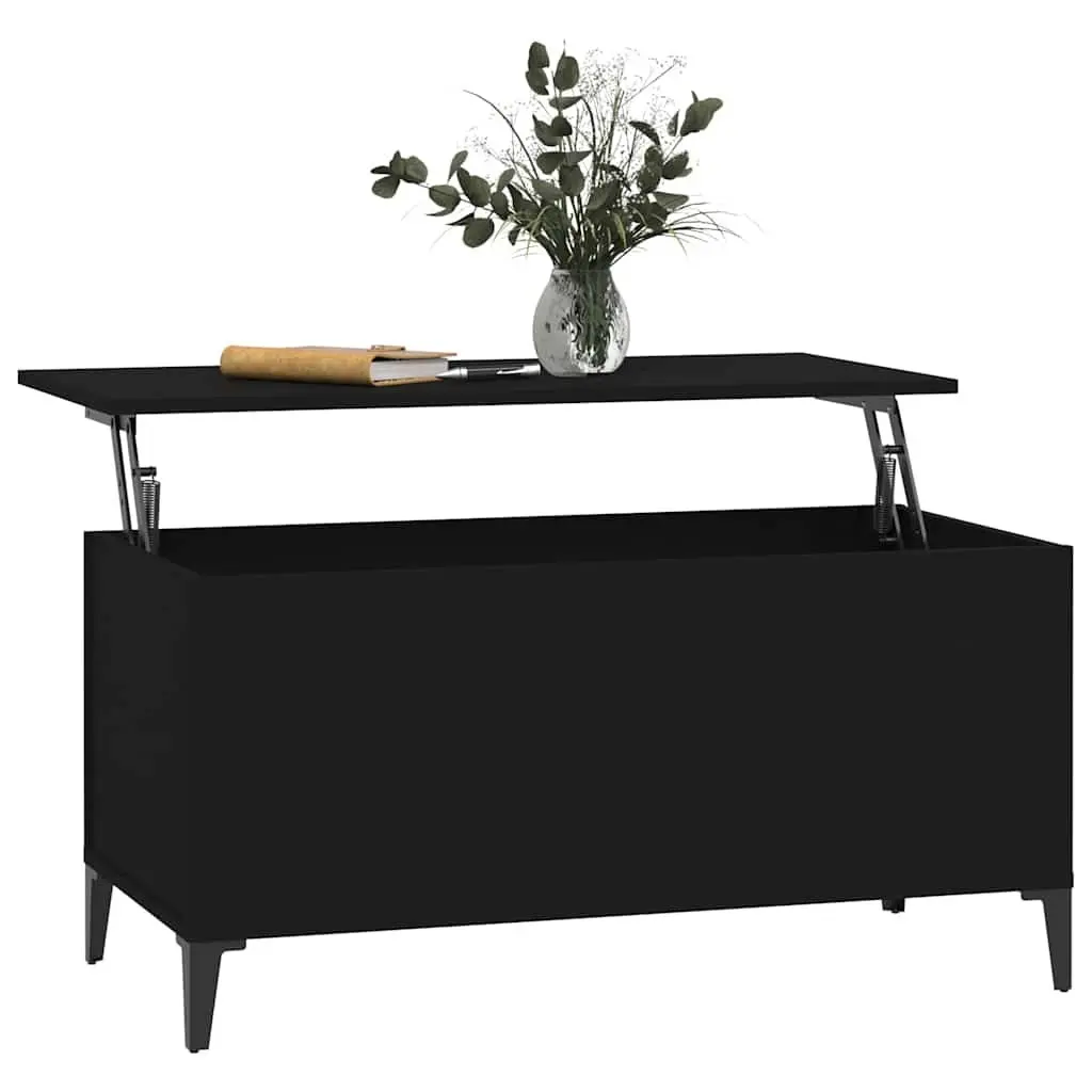 Lift-Top Coffee Table Black Engineered Wood Hidden Storage Living Room 90x44.5x45cm