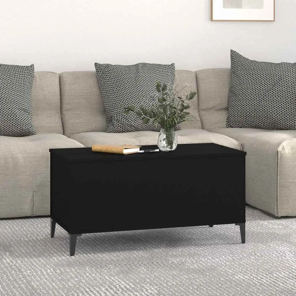 Lift-Top Coffee Table Black Engineered Wood Hidden Storage Living Room 90x44.5x45cm