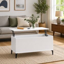 High Gloss White Lift Top Coffee Table with Storage