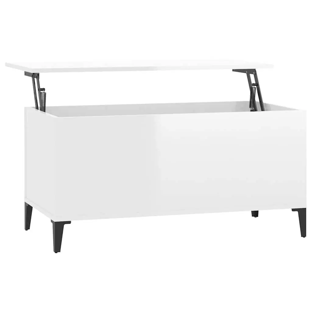 High Gloss White Lift Top Coffee Table with Storage