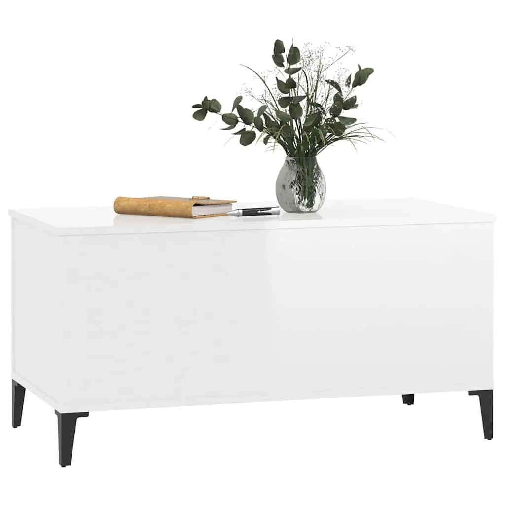 High Gloss White Lift Top Coffee Table with Storage