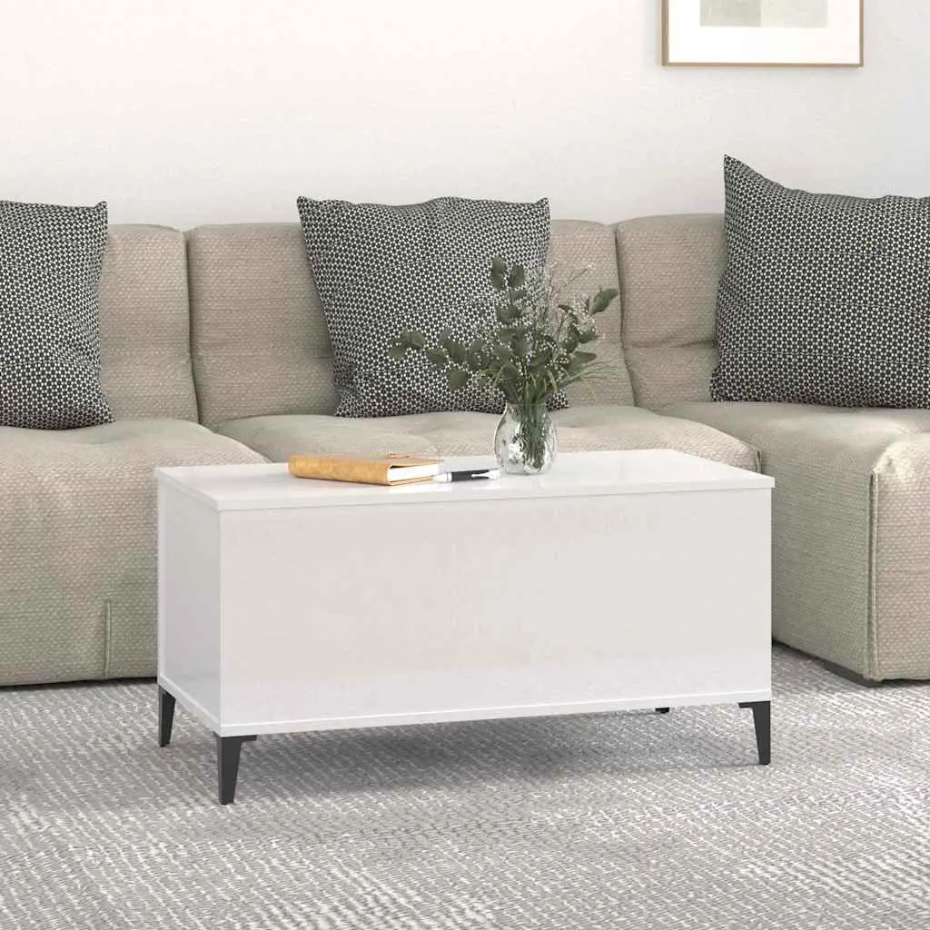 High Gloss White Lift Top Coffee Table with Storage