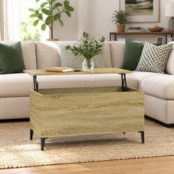 Lift Top Coffee Table with Storage in Brown Engineered Wood