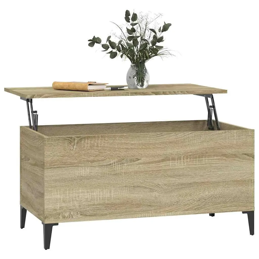 Lift Top Coffee Table Brown Engineered Wood 90L x 44.5W x 45H cm Storage Sofa Side Table