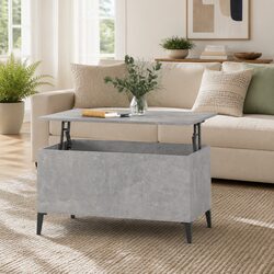 Grey Lift-Top Coffee Table with Storage for Living Rooms