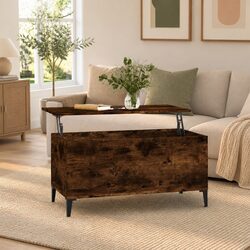 Lift-Top Coffee Table with Storage in Brown Engineered Wood