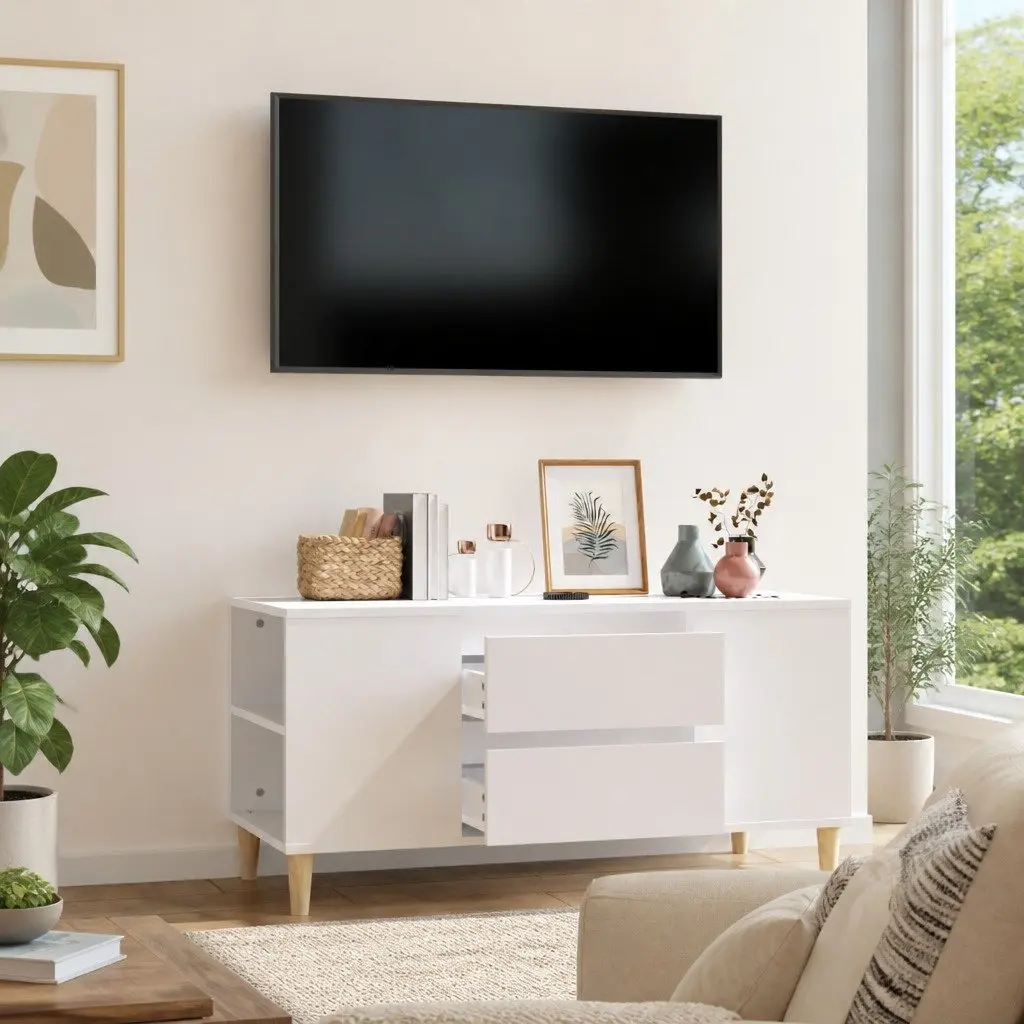 Scandinavian White TV Cabinet 102x44.5x50cm