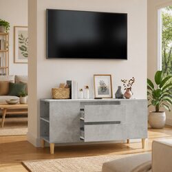 Grey Scandinavian TV Cabinet with 4 Compartments and 2 Drawers