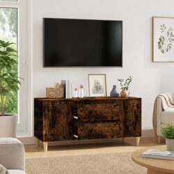 Smoked Oak TV Cabinet with 4 Compartments and 2 Drawers