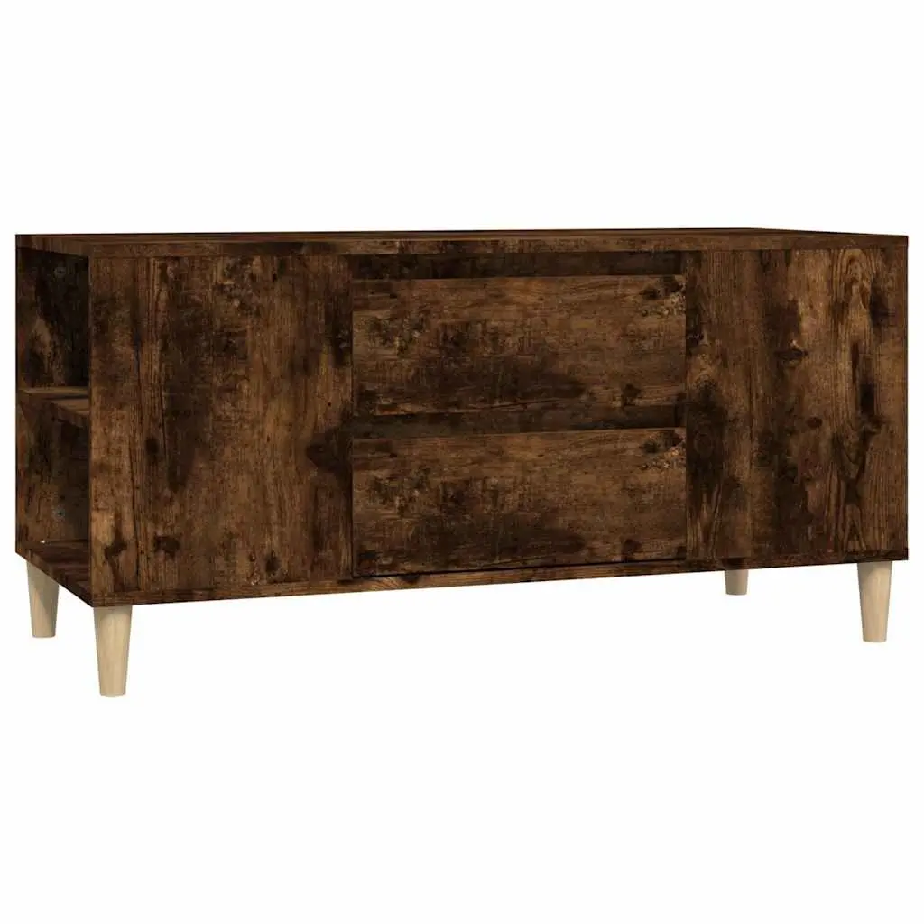 TV Cabinet Smoked Oak 102x44.5x50 cm Engineered Wood Storage Unit 4 Compartments 2 Drawers