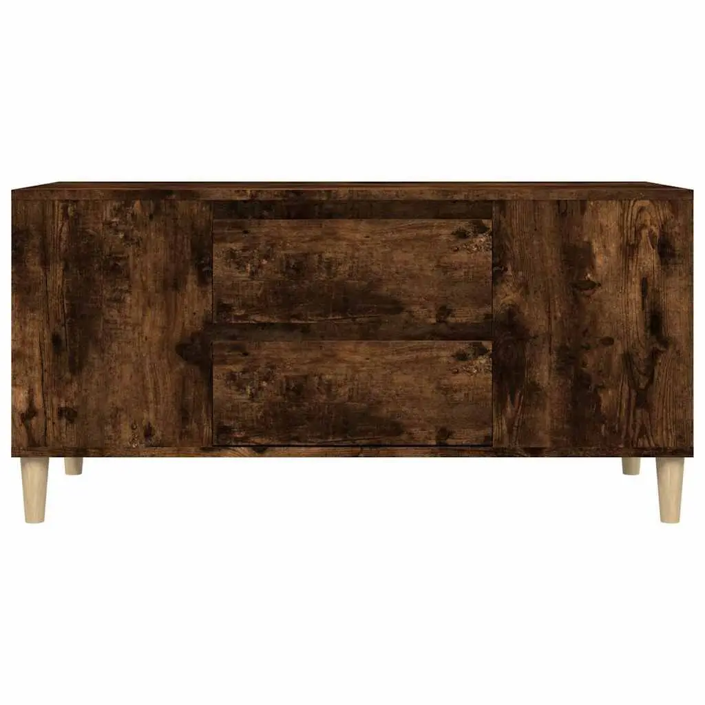 TV Cabinet Smoked Oak 102x44.5x50 cm Engineered Wood Storage Unit 4 Compartments 2 Drawers