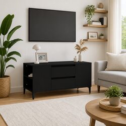 Black Engineered Wood TV Cabinet 102x44.5x50 cm