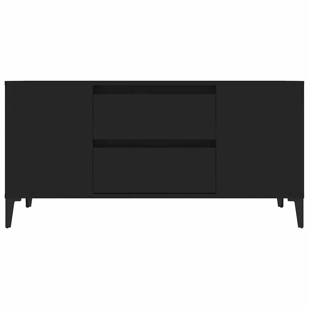 TV Cabinet Black 102x44.5x50 cm Engineered Wood Storage Unit with Drawers