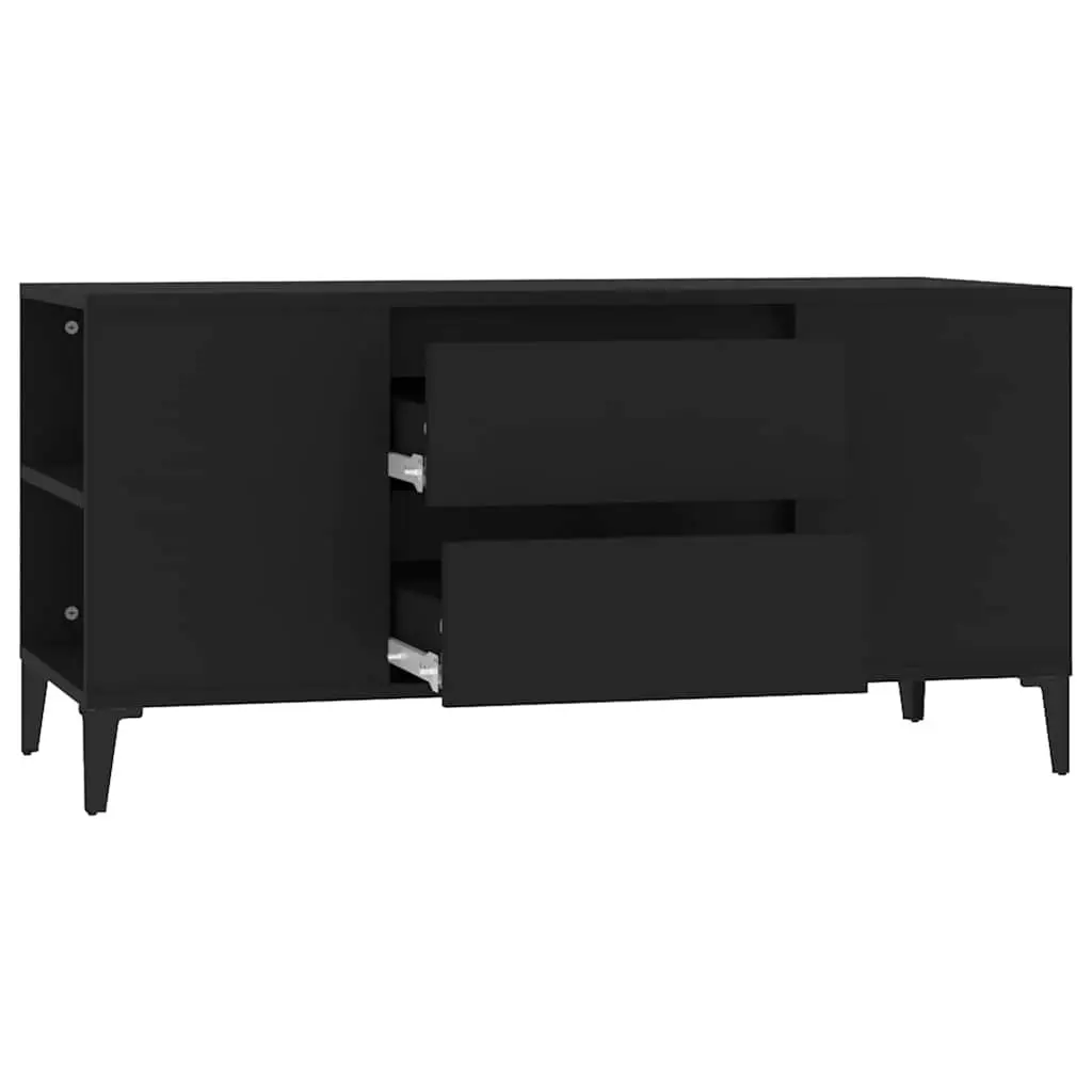 TV Cabinet Black 102x44.5x50 cm Engineered Wood Storage Unit with Drawers
